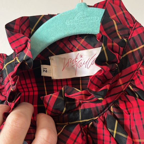 VINTAGE LORD & TAYLOR HOLIDAY PLAID RUFFLE BLOUSE - Picture 4 of 4